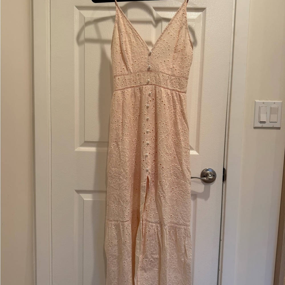 Simplee Embroidery Pearl Button Down Dress